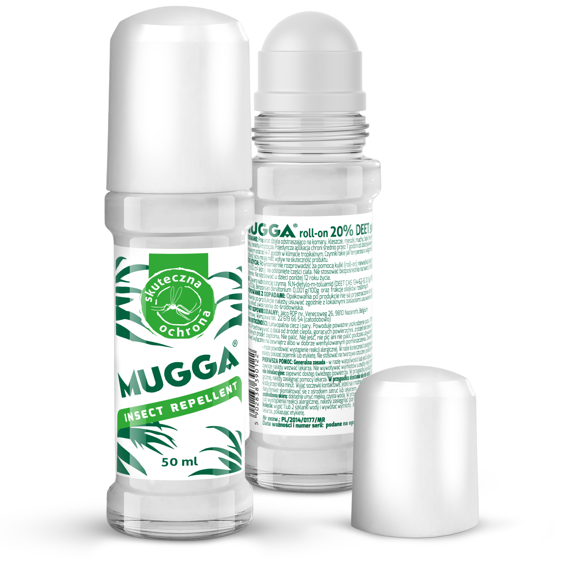Środek na komary Mugga Roll-on Deet 20%. Preparat Mugga w kulce.