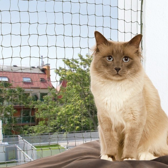 Kocia siatka na balkon oko 50x50mm. DOCIĘTA NA WYMIAR. Siatka dla kota.