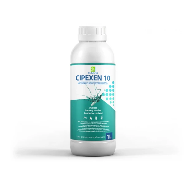 Silny środek na owady Cipexen 10 1L koncentrat. Oprysk na pluskwy, komary, muchy i inne owady.