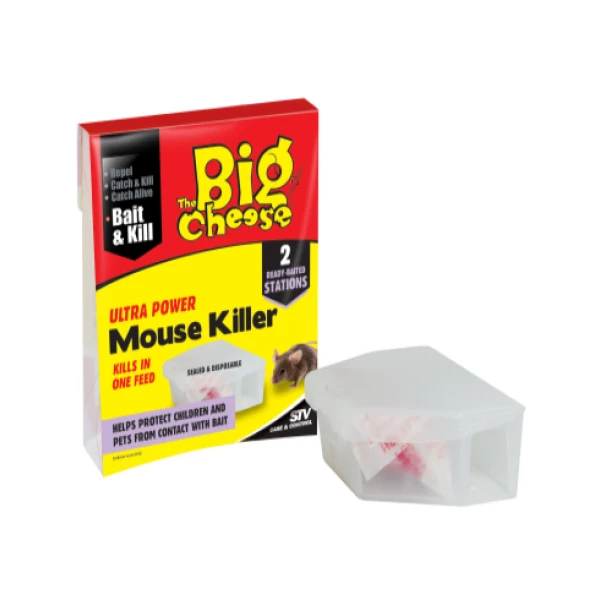 Pojemniki z trutką na myszy. 2 pojemniczki - Mouse Killer firmy Big Cheese.