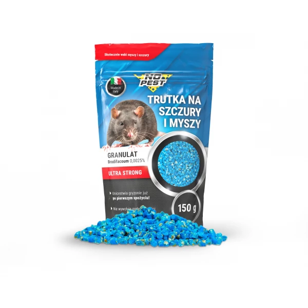 Trutka na szczury, myszy, gryzonie No Pest® brodifakum niebieski granulat, pellet 150g