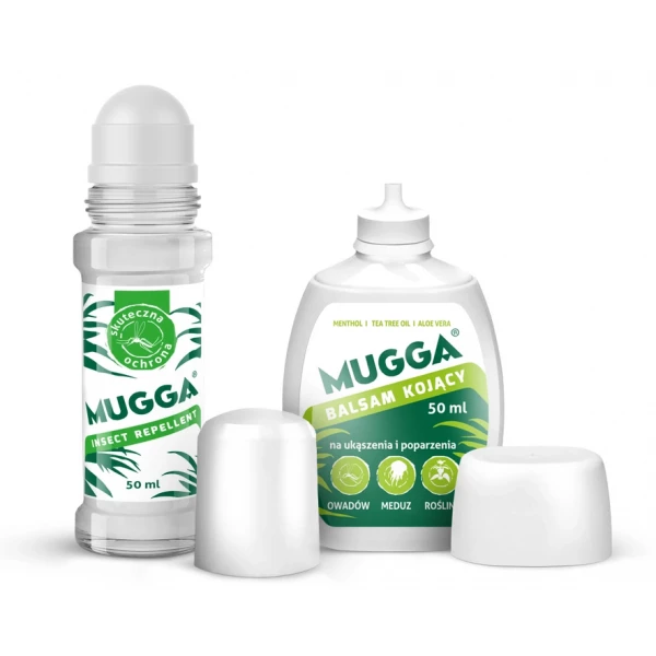 Zestaw Mugga "Tropikalna ochrona".  Spray Mugga + Kulka roll on Mugga. 