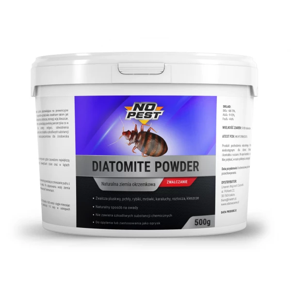 Ziemia okrzemkowa na pluskwy, rybiki, karaluchy, mrówki Diatomite Powder No Pest® 250g.